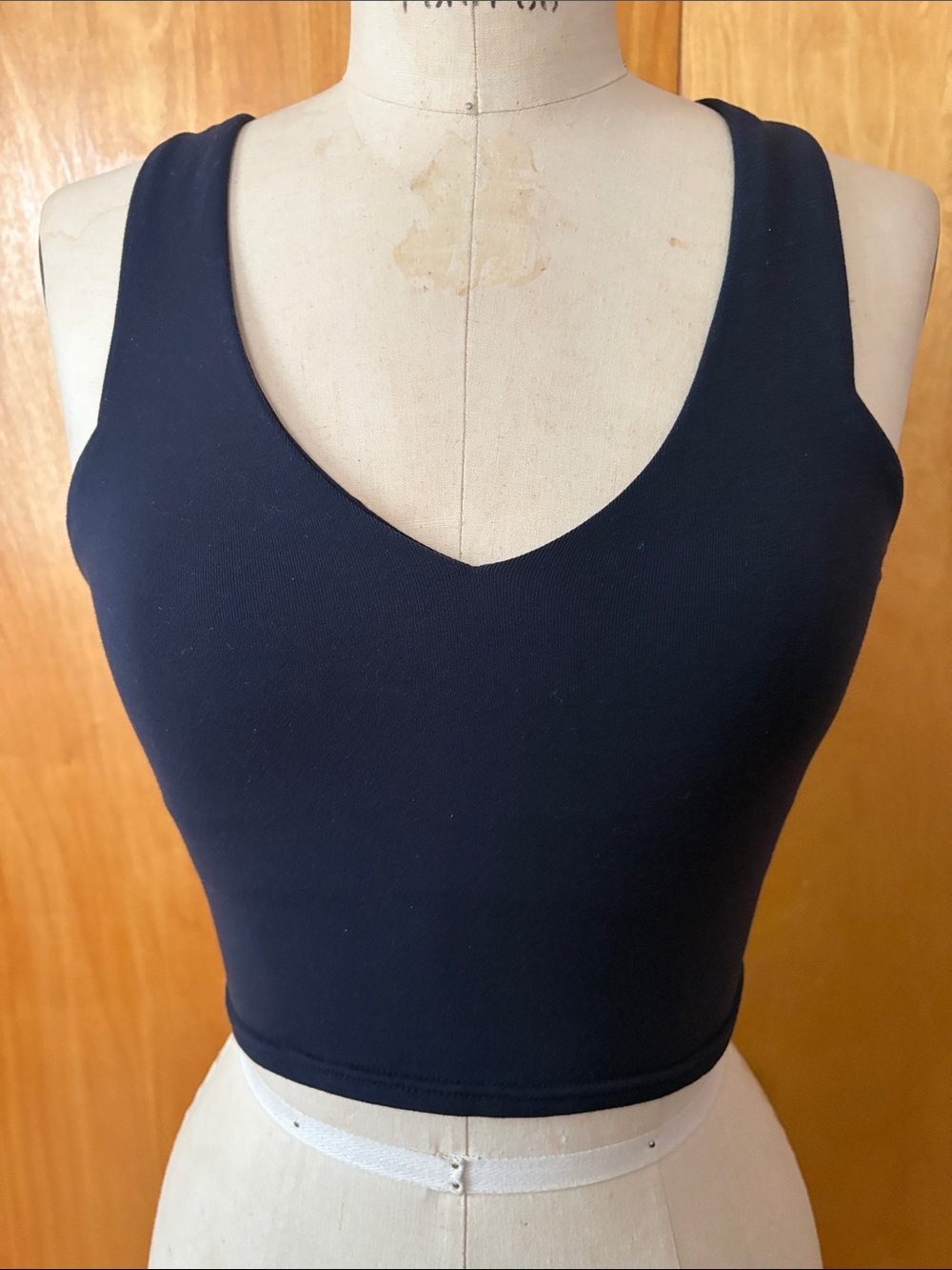 Alo Yoga Navy Blue Real Bra Tank V-Neck Crop Top Size XS